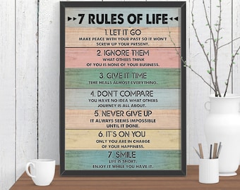 7 Rules Of Life Poster: Inspirational Wall Decor (Digital File)