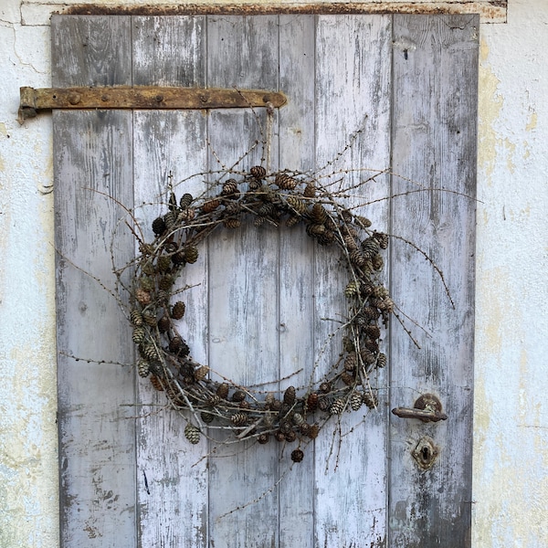 Door wreath wall wreath table wreath brown larch branches Scandinavian decoration garden wreath braided wreath for door wreath wall wreath winter wreath 50 cm Ø