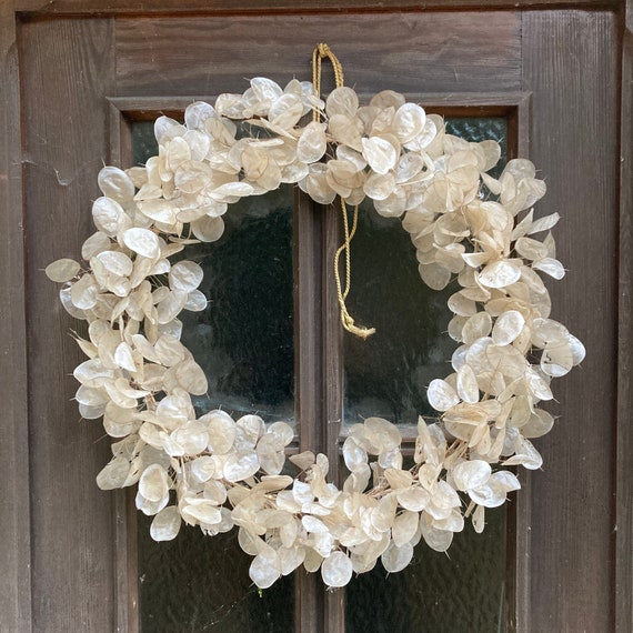 Kranz Osterdeko weißer Türkranz Silberblatt Ø 50 cm Wandkranz Tischkranz Frühjahrskranz Frühlingskranz Verandakranz Geschenk für Hochzeit