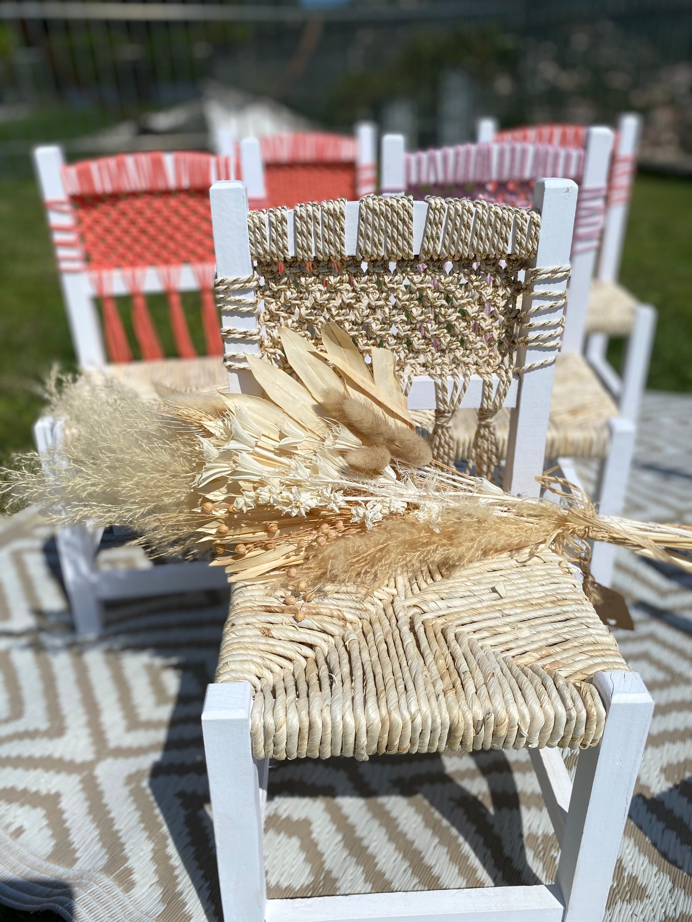 Chaise Enfant en Macramé Doré