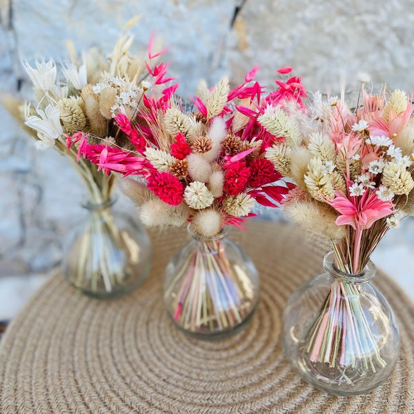 Vase boule et son mini bouquet de fleurs séchées