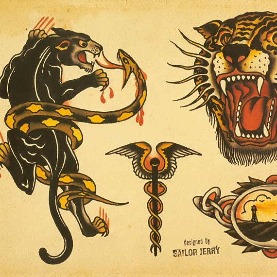 17 X 23.5 - Sailor Jerry Old School Vintage Tattoo Flash