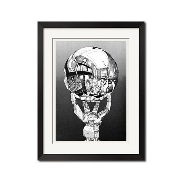 M.C. Escher x Otomo Katsuhiro Robotic Hand with Reflecting Sphere Poster Print 0180