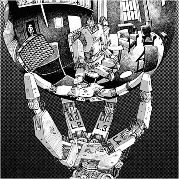 絵画 Space Hand M.C. Escher X Otomo Katsuhiro Robotic Hand With Reflecting
