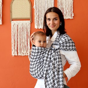 Zubu Baby Ring Sling Sehr weiche Babytrage Baumwolle/Bambus Bestes Babygeschenk GooseFoot Design Schwarz