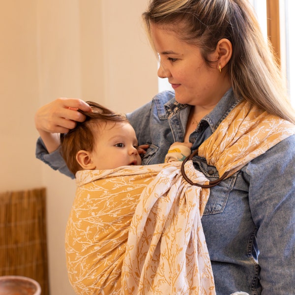 Porte-bébé écharpe Zubu Baby - écharpe de portage 100 % coton - écharpe de portage douce - branche printanière