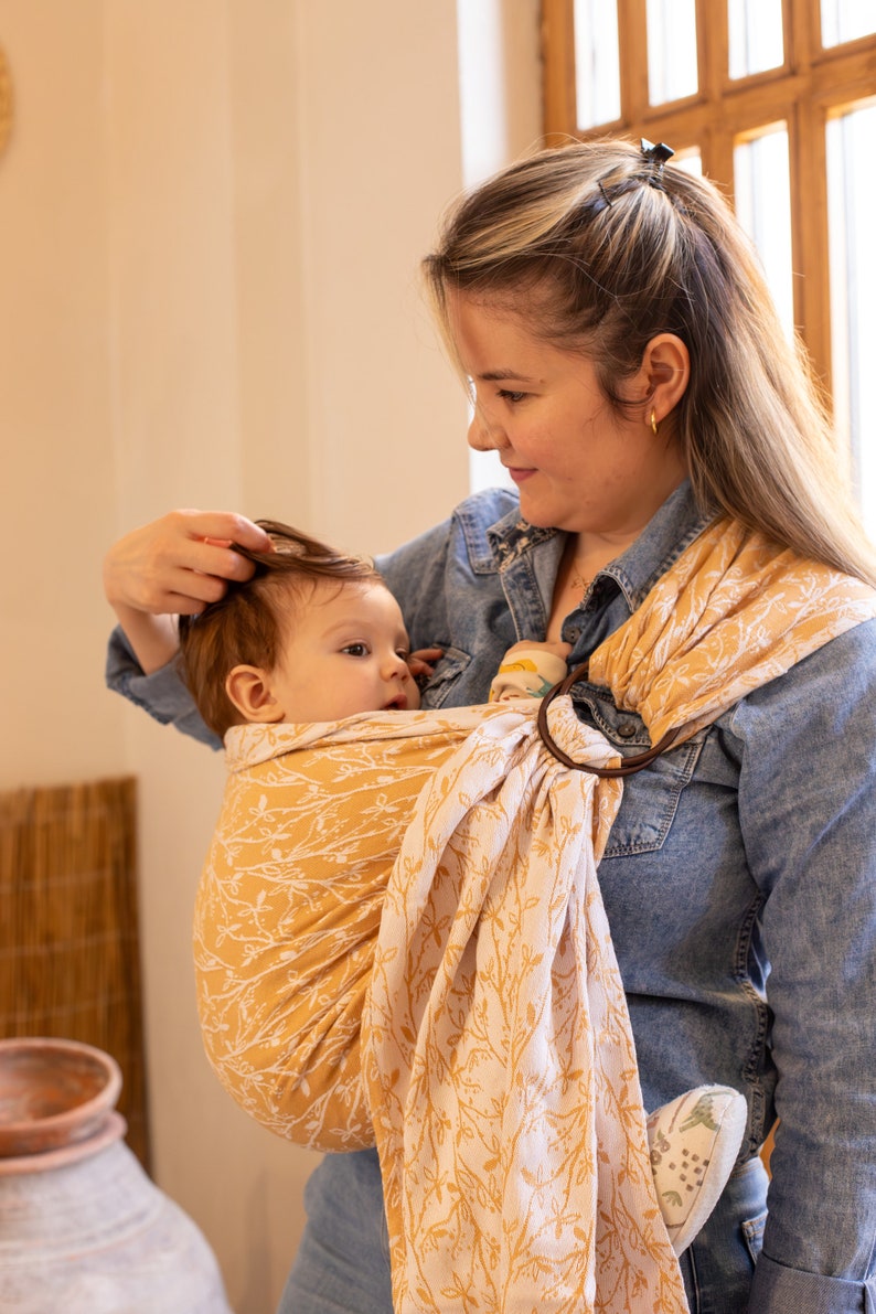 Zubu Baby Ring Sling Baby Carrier %100 Cotton Baby Sling Soft Baby Wrap Spring Branch image 1