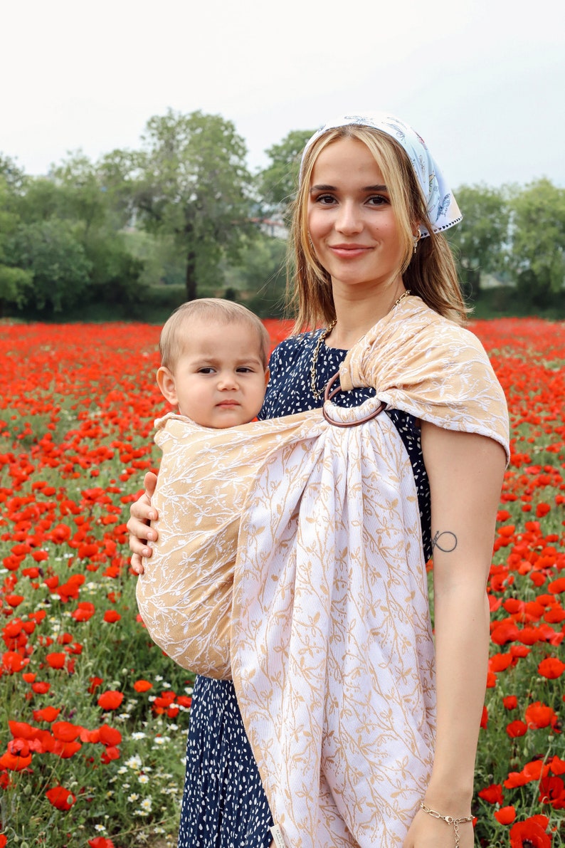 Zubu Baby Ring Sling Baby Carrier %100 Cotton Baby Sling Soft Baby Wrap Spring Branch image 3