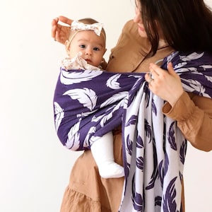 Portabebés Zubu Baby Ring Sling - Portabebés supersuave de bambú y algodón de lujo - Envoltura para bebé - Diseño de plumas