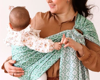 Zubu Baby Ring Sling Baby Carrier - Luxury Bamboo and Cotton Supersoft Baby Sling - El mejor regalo para el día de la madre - Daisy Design