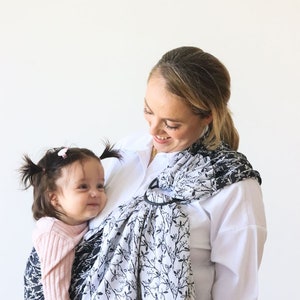 Zubu Baby Ring Sling Baby Carrier %100 Cotton Baby Sling Soft Baby Wrap Spring Branch Black