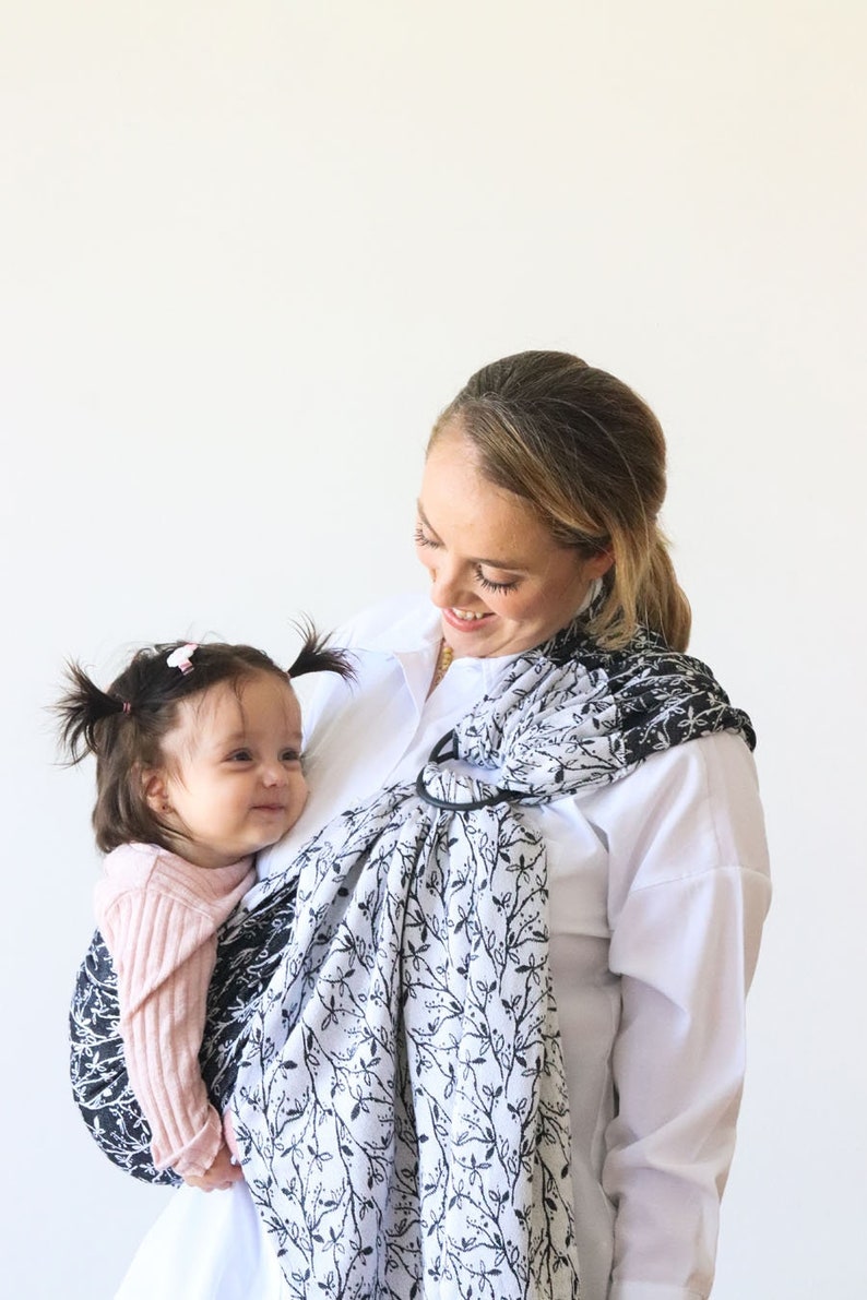 Zubu Baby Ring Sling Baby Carrier %100 Cotton Baby Sling Soft Baby Wrap Spring Branch Black