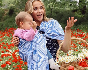 Cotton Bamboo Baby Ring Sling - Cube Design - Soft Carrier