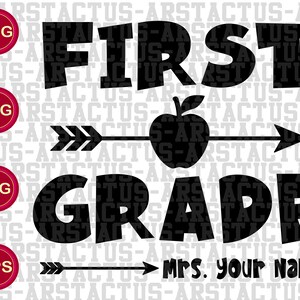 First Grade Teacher Name PNG SVG Elementary Teacher First Day of School Teacher Student Back to School Open Sublimation Dtf Dtg Cricut Vinyl