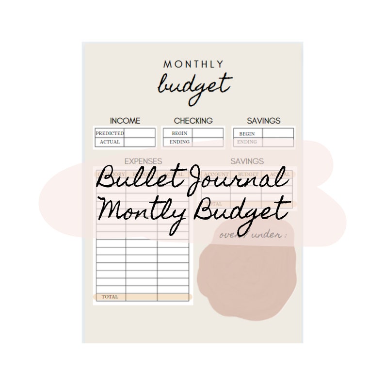 Bullet Journal Monthly Budget Printable neutral PDF ONLY - Etsy