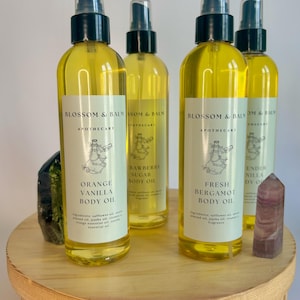 Orange Vanilla Body Oil Spray: Nourishing Blend with Vitamin E, Jojoba, and Sweet Almond (8 oz)
