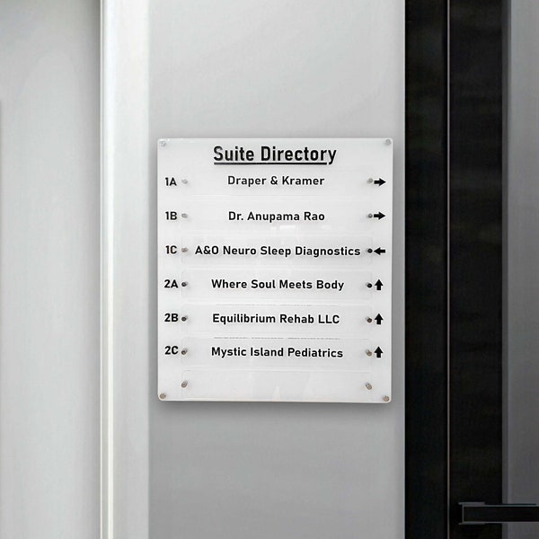 Custom Building Directory Sign, Business Registry Sign, Office Building Sign, Clear Sign, Transparent Acrylic Sign, Office Directory