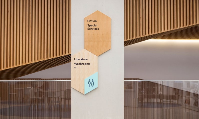 Custom Wood & Acrylic Hexagonal Wayfinding Sign - Etsy
