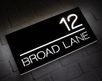 Modern LED House Number Sign: Illuminated Address Plaque