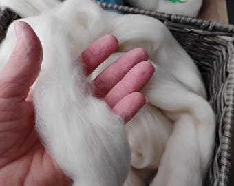 Super Fine 19.5 micron Merino Undyed Top Roving sold by the ounce. Spinning, Felting wool, dyes like a dream, Next to skin soft