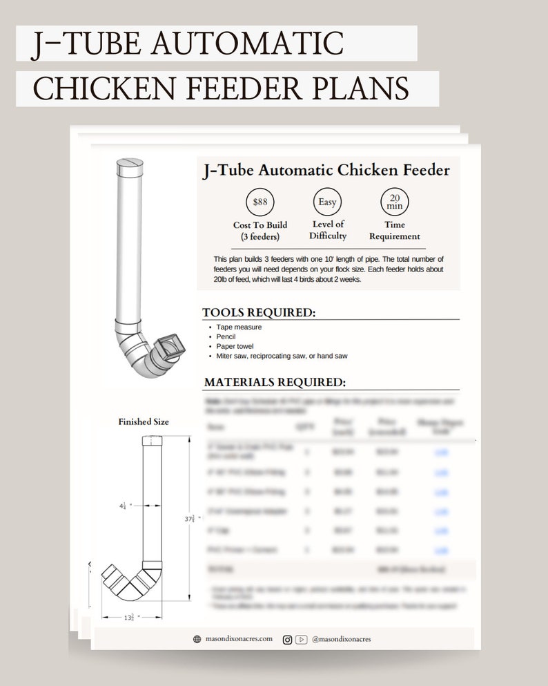 DIY Chicken Feeder Plans PVC & Automatic Etsy