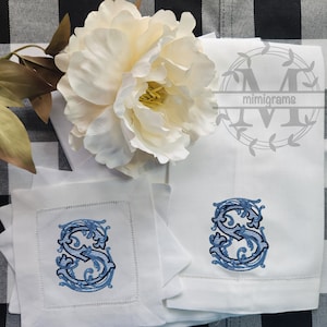 Monogrammed Linen Cocktail Napkins | Embroidered Wedding Gift