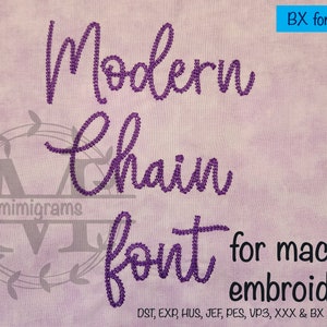 Modern Chain Font for Machine Embroidery |  BX included | Instant Download