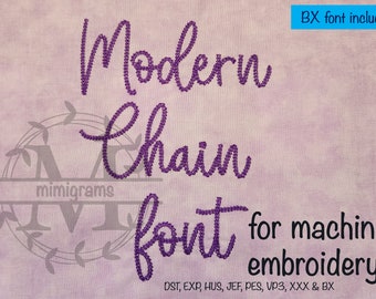 Modern Chain Font for Machine Embroidery |  BX included | Instant Download