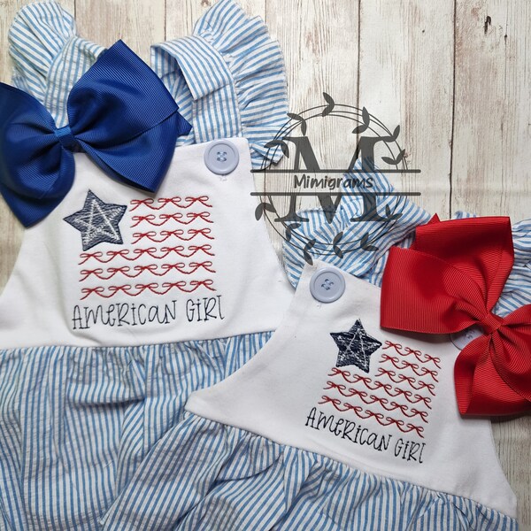 Proper Peony Baby Boys Americana Plaid Patriotic Flag Bubble