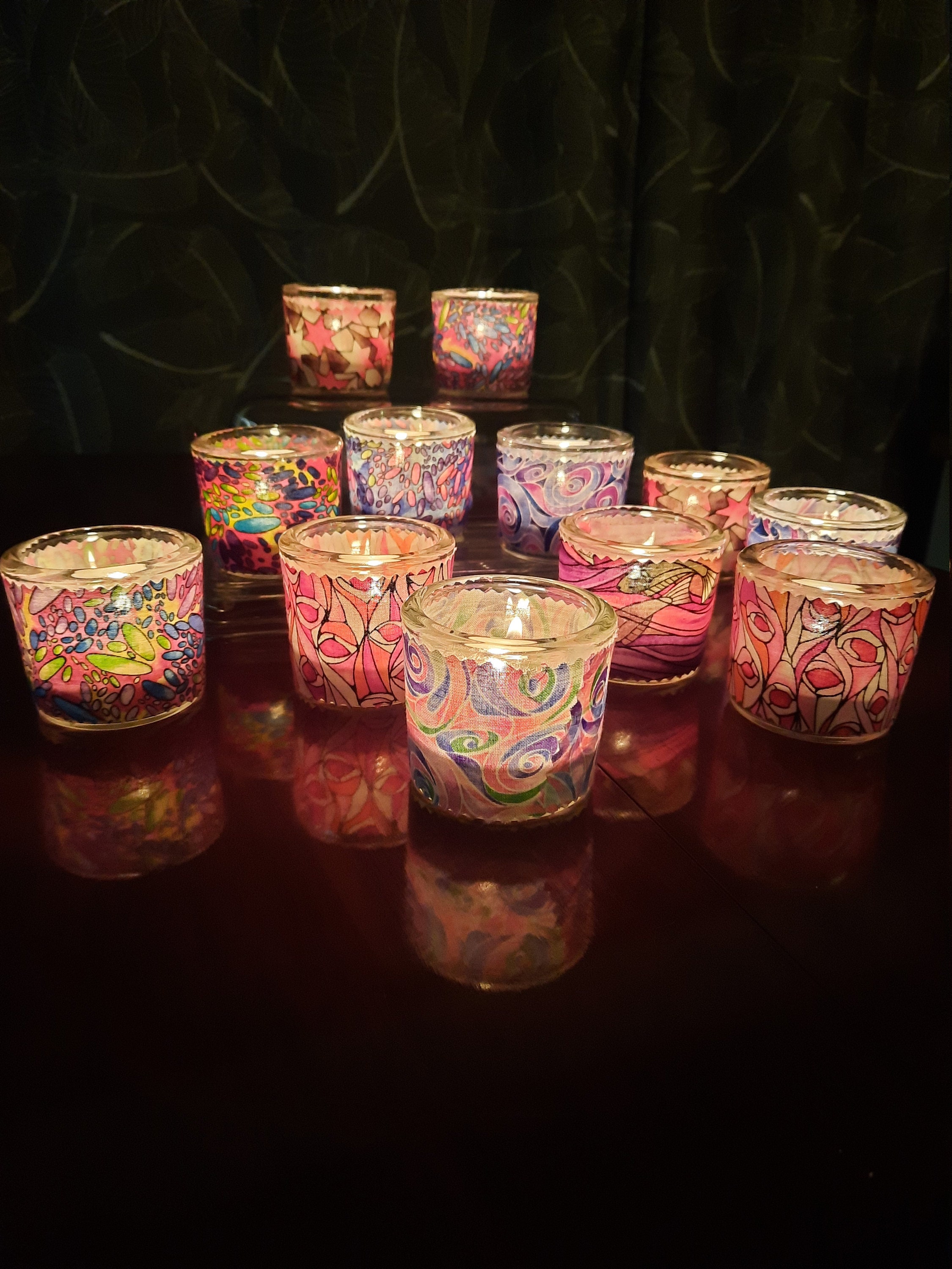 Duo de Photophores Décorés Tissus ou Fil Lin - Modèles Uniques