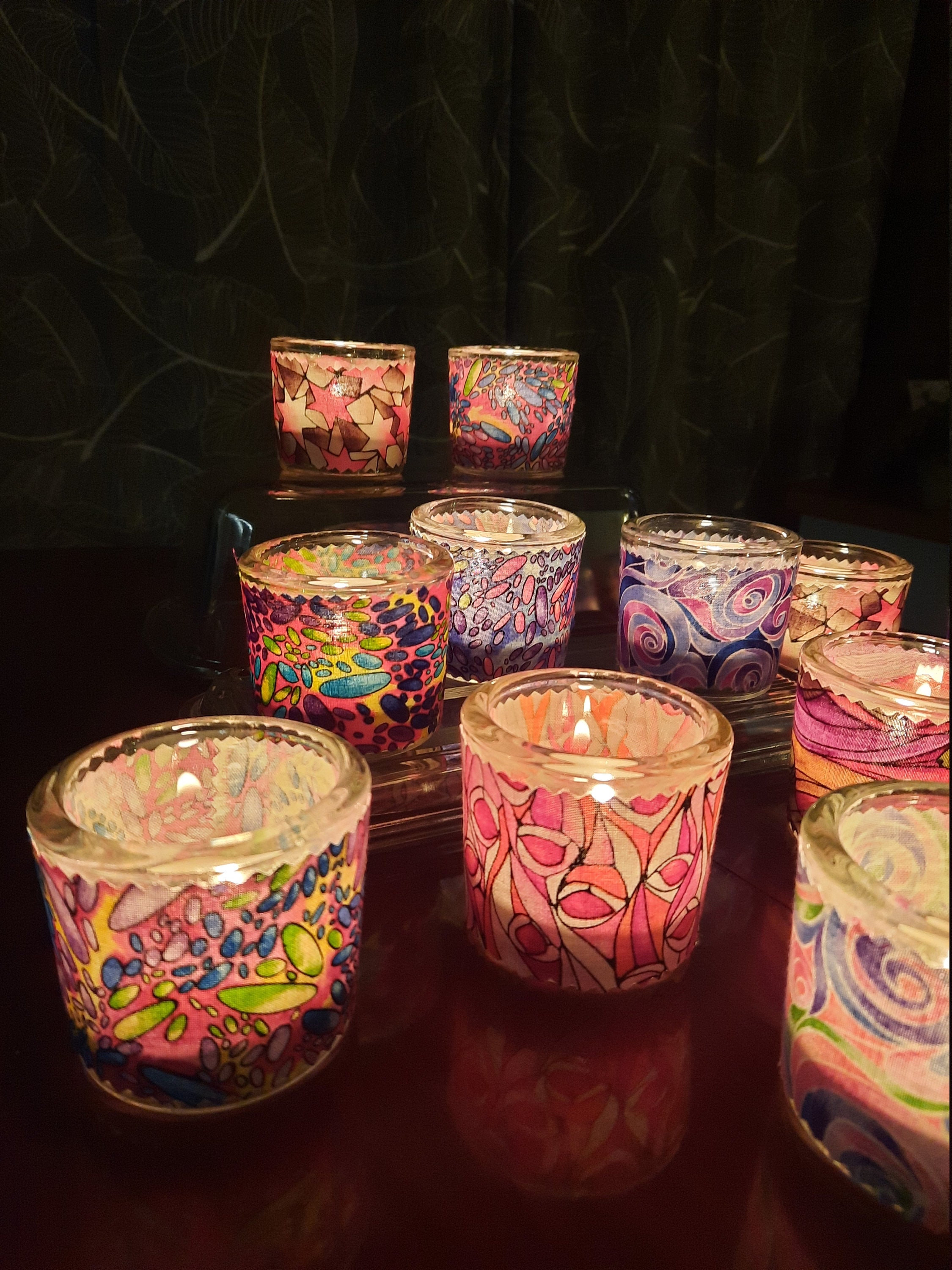 Photophores Décorés de Tissus - Modèles Uniques Artisanaux