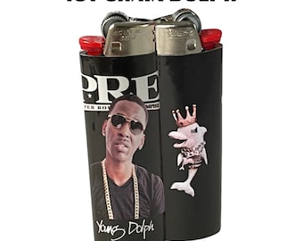 Unique, Gift Giving, Young Dolph, Custom, Gift, Bic, Lighters, Icy Chain & Charm, Hip Hop, Music, Gift for Best Friend, Gift for her