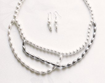 Asymmetrical pearl choker set // 16 Inch Choker Pearl set // bridesmaid jewelry // bridesmaid gifts //statement jewelry//bridesmaid sets