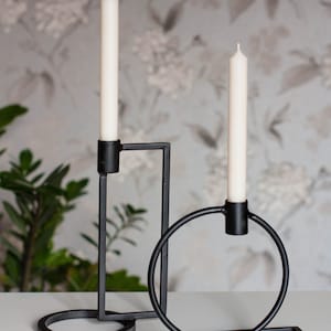 黒の燭台（セット、2個）、モダンな金属製燭台、金属製のテーパーキャンドルホルダー、鉄製燭台、金属製のキャンドルホルダー