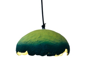 Paper Mache Pendant Lamp: Eco-Friendly Peony Design