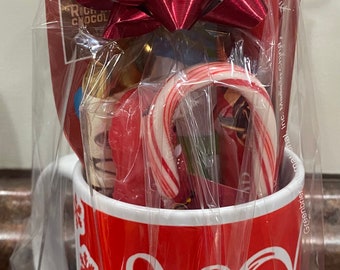 Hot Chocolate Mug Gift Set | Mug Bundle with Candy & Cocoa | Cozy Gift Box | Holiday Mug Gift | Comfort Gift Basket