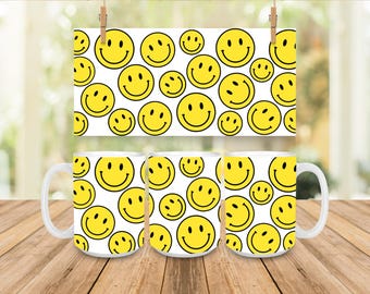 Smiley Face Coffee Mug | Yellow Happy Face Mug | Cute Retro Smiley Mug | Fun Gift for Friends | Aesthetic Coffee Cup | Cheerful Drinkware