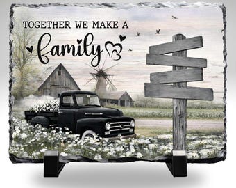 Together We Make a Family Slate Stone Plaque 8x10 | Farmhouse Family Sign | Rustic Home Decor | Personalized Gift