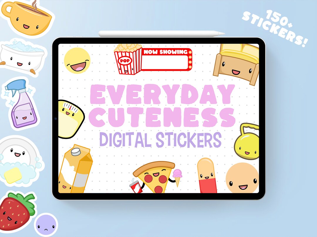 Cute Everyday Digital Sticker Pack | Pre-cropped Goodnotes Stickers ...