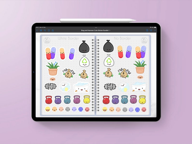 Cute Everyday Digital Sticker Pack Pre-cropped Goodnotes Stickers ...