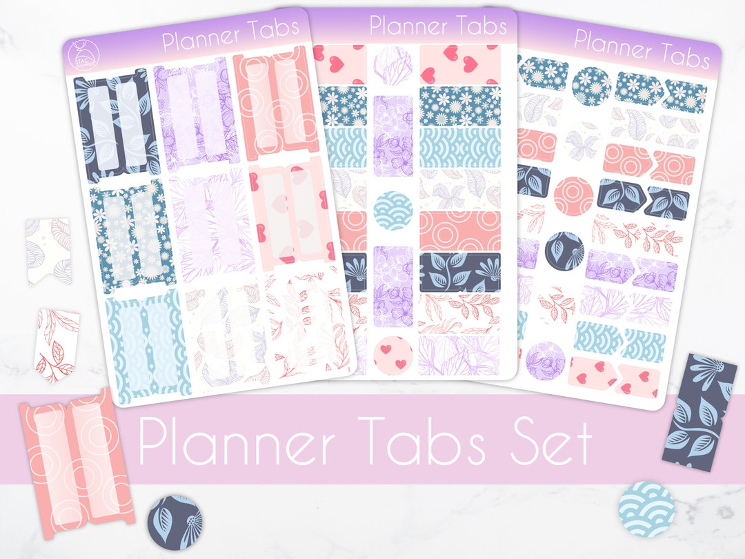 Planner Tabs Sticker Set Divider Tabs Sticker Kit Matching - Etsy UK