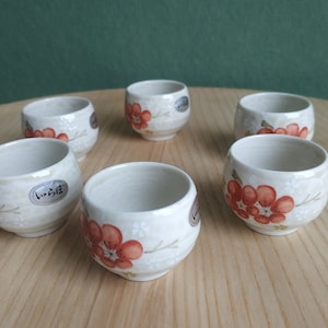 Vintage mini bowl, cups, set of 6, signed, 80s