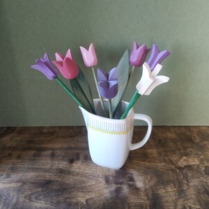 Vtg Wooden Big Tulips Swedish Folk Design Nordic Handmade Home Decor