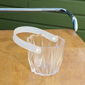 Glass Ice Bucket - Nordic Barware Handled Bowl - Mid Century Modern Retro