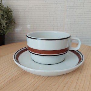 Vintage Ikea &quot;Gourmet&quot; Cup & Saucer by Spal Portugal – 1970s Stackable Ceramic, 200ml – Retro Kitchen Decor