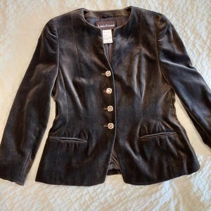 Vintage Louis Feraud Velvet Blazer: Rhinestone Buttons, Made in Germany, Size M