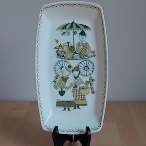 Vintage Figgjo Flint Market Collection Plate - Turi Design - Scandinavian 1960s Ceramic