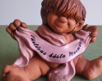 Statuetta vintage in ceramica Troll Girl - Ewa Jarenskog, JIE Gantofta Svezia