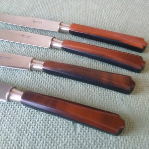 Bakelite fruit knives set SOLINGEN Art Deco style/vintage Germany 40-50s