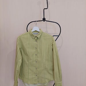 Marimekko Jokapoika Green Stripe Vintage Women&#39;s Shirt Finland  collectible item